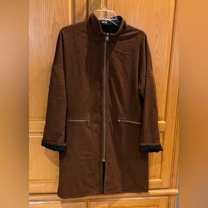 Yansi Fugel Faux Suede Black Brown Jacket Reversible Size Large